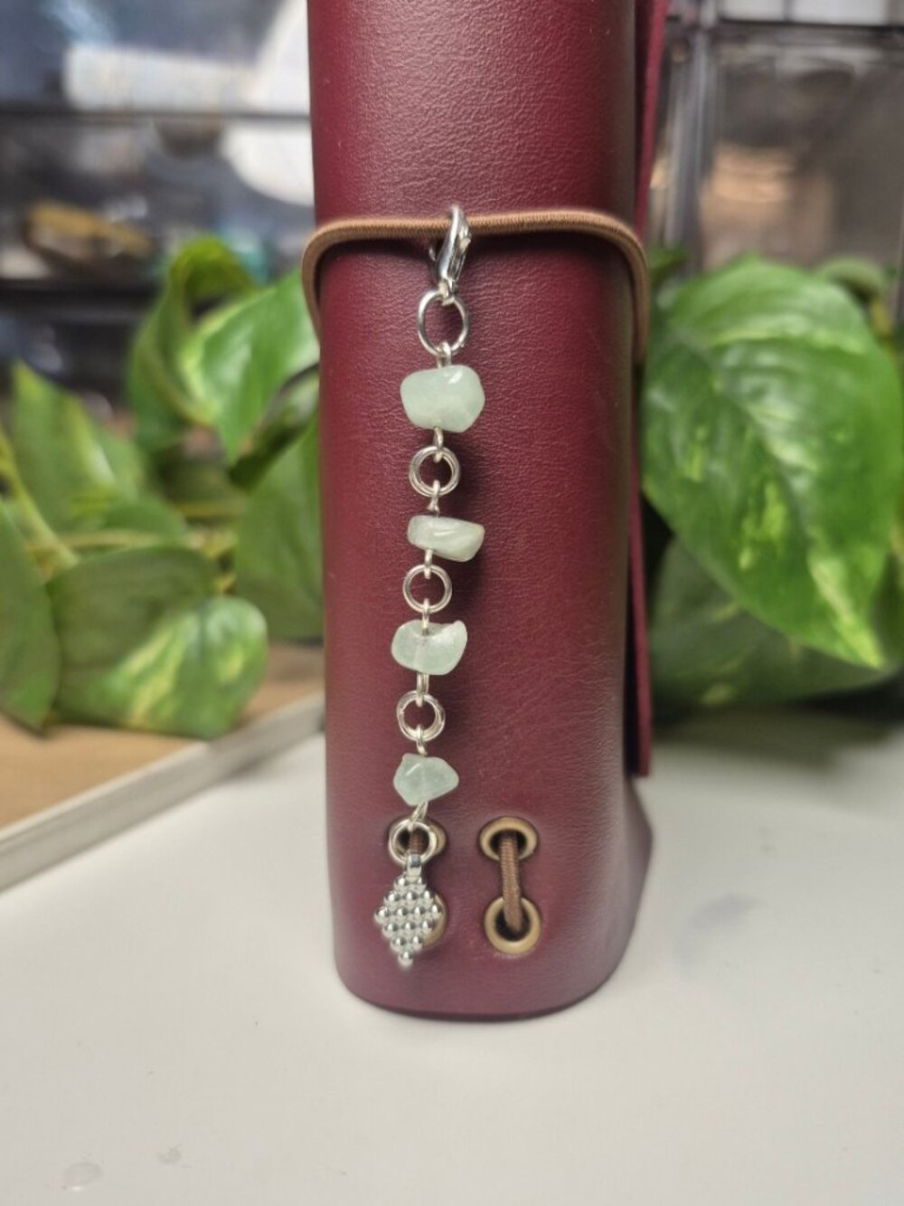Aquamarine Chip Bead Journal Charm
